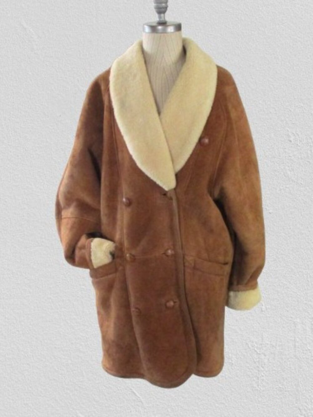Vintage 1980s Danier Split Leather Sheepskin Oversized Coat Unisex Size Small